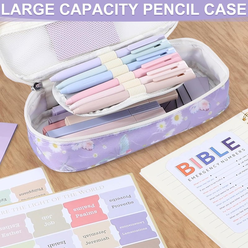 YOPCDJ Bible Study Supplies, Bible Journaling Kit, Bible Study Kit for Women, Aesthetic Book Annotation Kit, Bible Study Tools, Christian Gifts for Women, Pencil Case Bible Accessories Set - Image 4